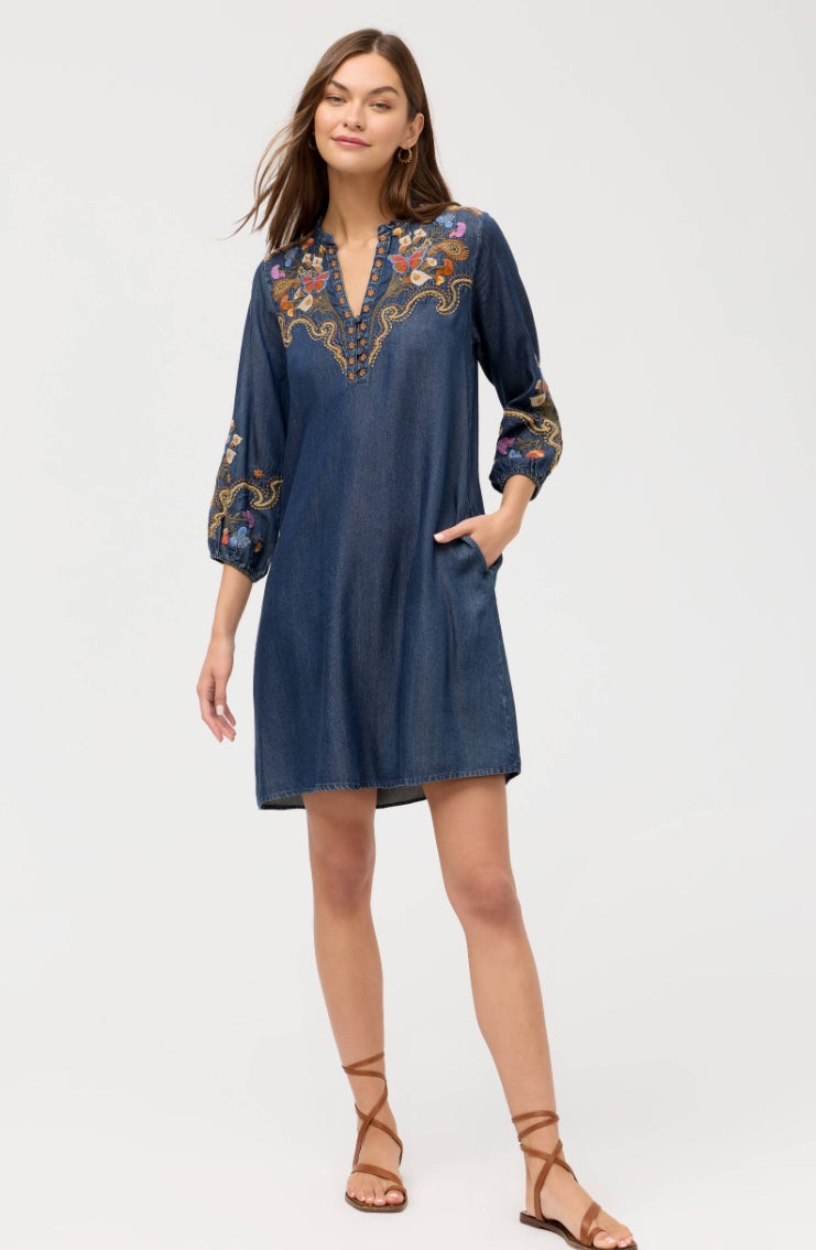 johnny was embroidered dress Multi-Colored Western the Linen Scallop Dress is an elegant take on a comfort The Poetry of Pattern: Why
