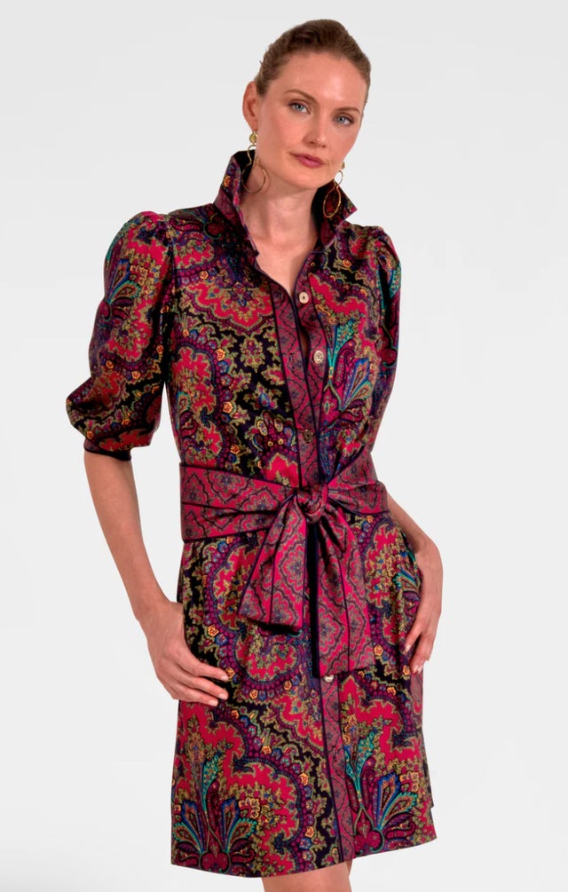 open lace back dress Gretchen Scott Ruff Neck 3/4 Sleeve Jersey Dress in Solid Turquoise X-Large