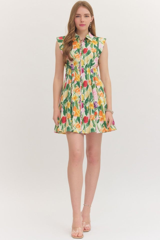 entro green floral dress Entro Clara Floral Dress